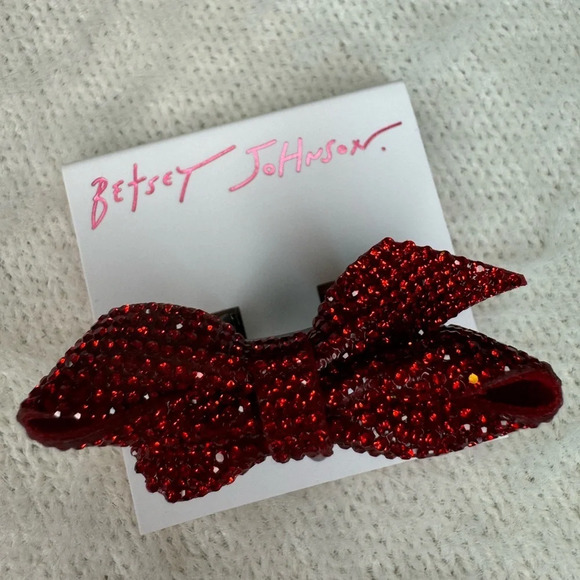Betsy Johnson Christmas Ribbon Bow Sparkly Red Crystals Stretch Hardware… - Picture 8 of 9